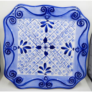 Tabletops Unlimited Lisbon Dinner Plate Hand-Painted Blue White